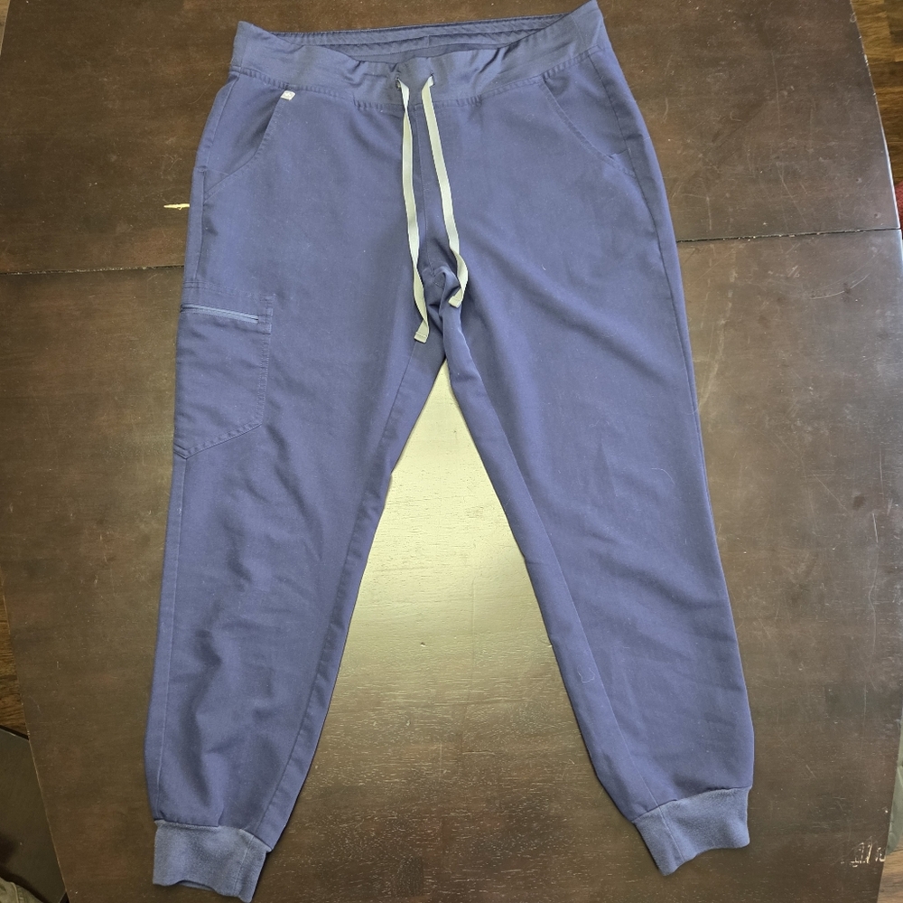Figs Navy Blue Jogger Pants Size Large Zip Side Pocket